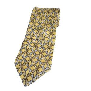 Vintage Yves Saint Laurent YSL Men's 100% Silk Yellow Conch Shell Print Necktie